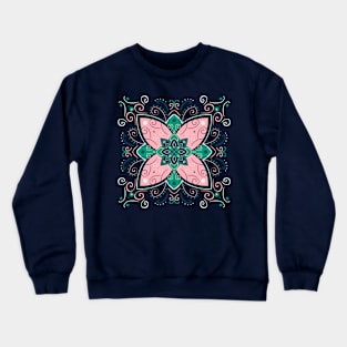 Pink and navy flower mandala Crewneck Sweatshirt